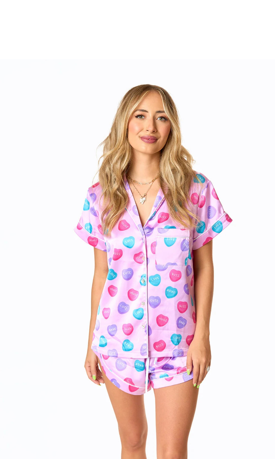 Aurora Sweet Hearts Pajama Set-One-Piece & Sets-Buddy Love-Shop with Bloom West Boutique, Women's Fashion Boutique, Located in Houma, Louisiana