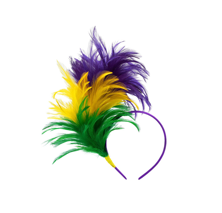 Mardi Gras Feather Fascinator Headband-Headbands-Bloom West Boutique-Shop with Bloom West Boutique, Women's Fashion Boutique, Located in Houma, Louisiana