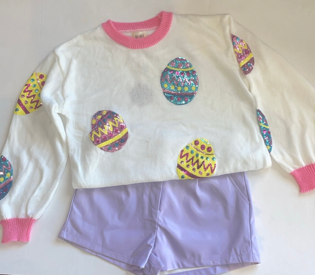 Easter Eggs Sequin Patches Sweater-Easter Pullover-Bibi-Shop with Bloom West Boutique, Women's Fashion Boutique, Located in Houma, Louisiana