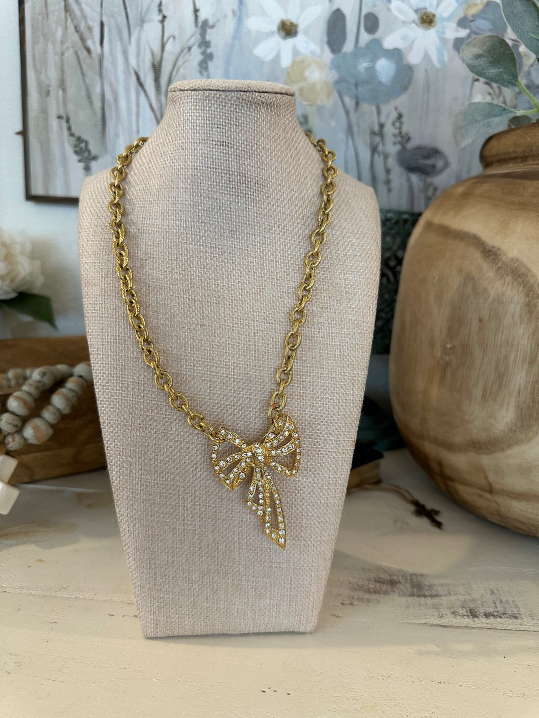 Vintage Gold Plated Chain With Vintage Bow Broach-Jewelry-Erin Knight Designs-Shop with Bloom West Boutique, Women&