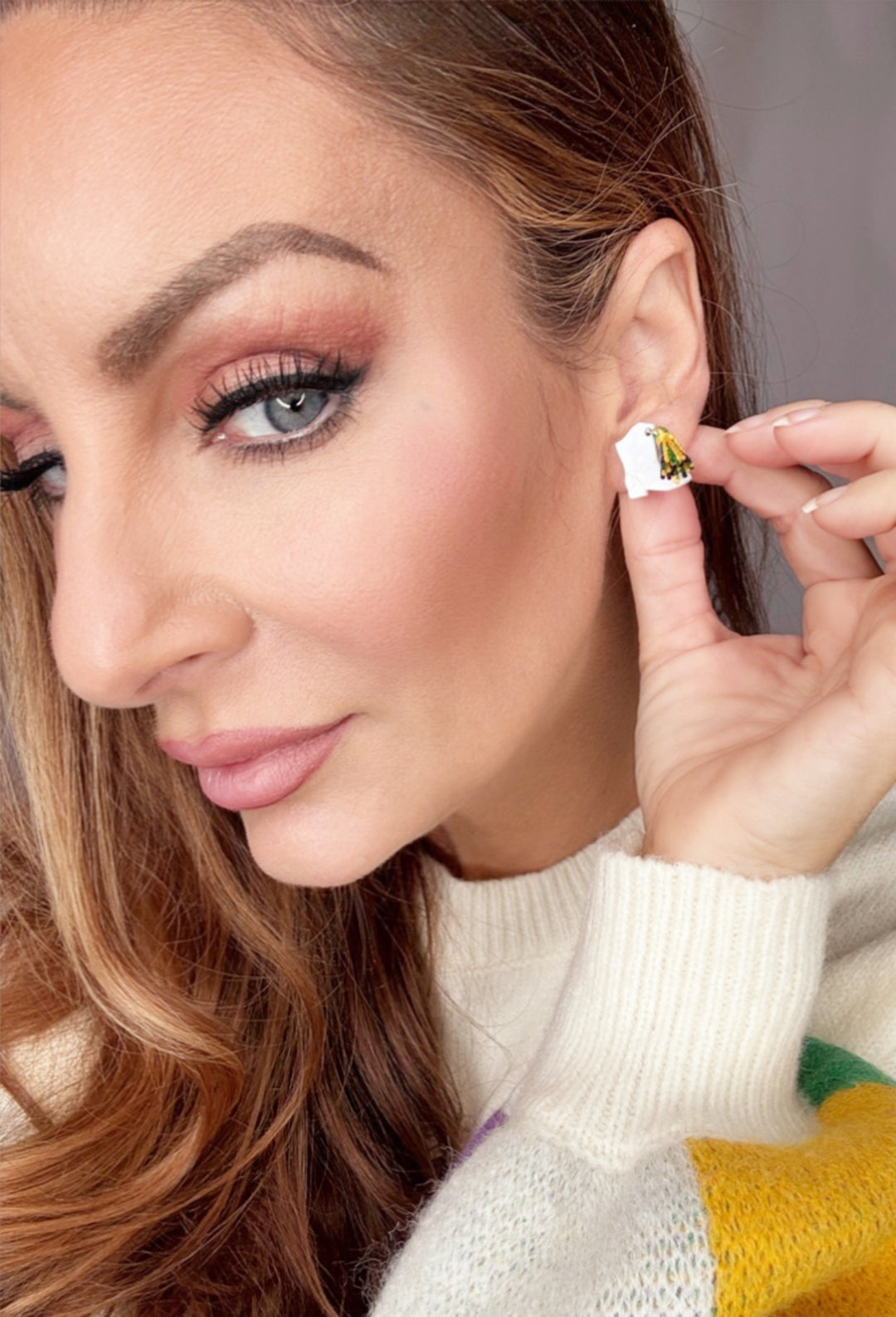 Mini Stud Mardi Gras Marching Boot Earrings-Earrings-Maggie G-Shop with Bloom West Boutique, Women's Fashion Boutique, Located in Houma, Louisiana