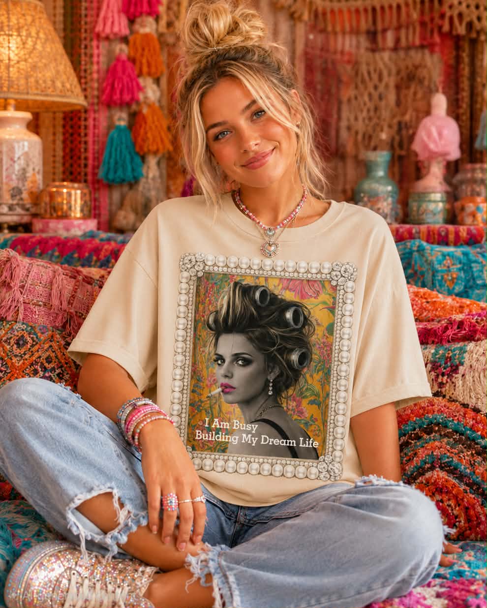 I Am Busy Building My Dream Life Tee-Graphic Tees-Keep it Gypsy-Shop with Bloom West Boutique, Women's Fashion Boutique, Located in Houma, Louisiana