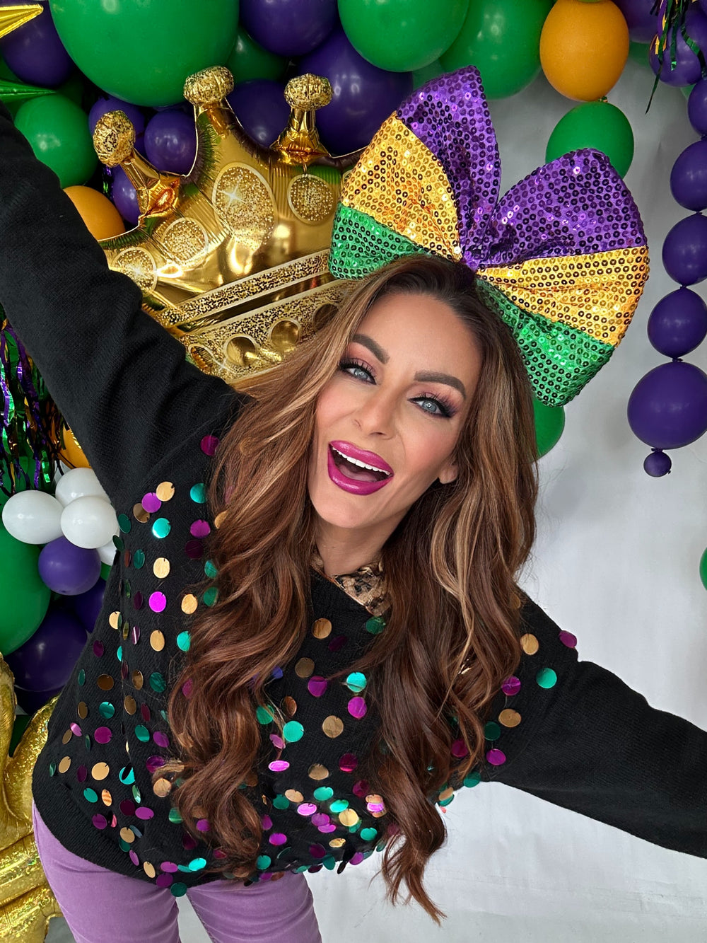 Mardi Gras Huge Bow Headband-Accessories-Wona Trading-Shop with Bloom West Boutique, Women's Fashion Boutique, Located in Houma, Louisiana