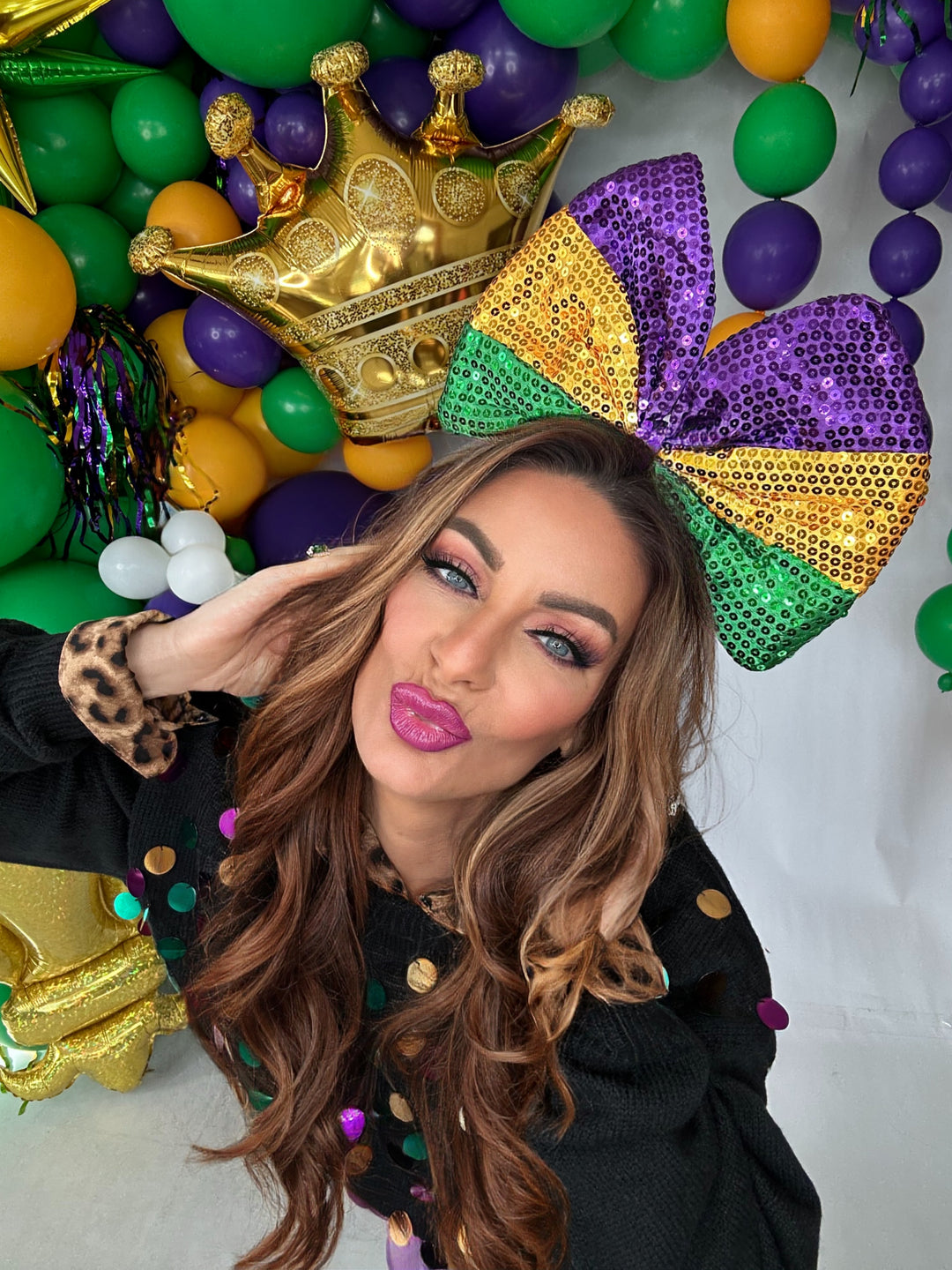 Mardi Gras Huge Bow Headband-Accessories-Wona Trading-Shop with Bloom West Boutique, Women's Fashion Boutique, Located in Houma, Louisiana