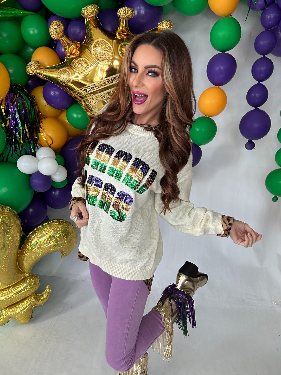 Krewe of Kajuns Top in Ivory-Tops-Bibi-Shop with Bloom West Boutique, Women's Fashion Boutique, Located in Houma, Louisiana