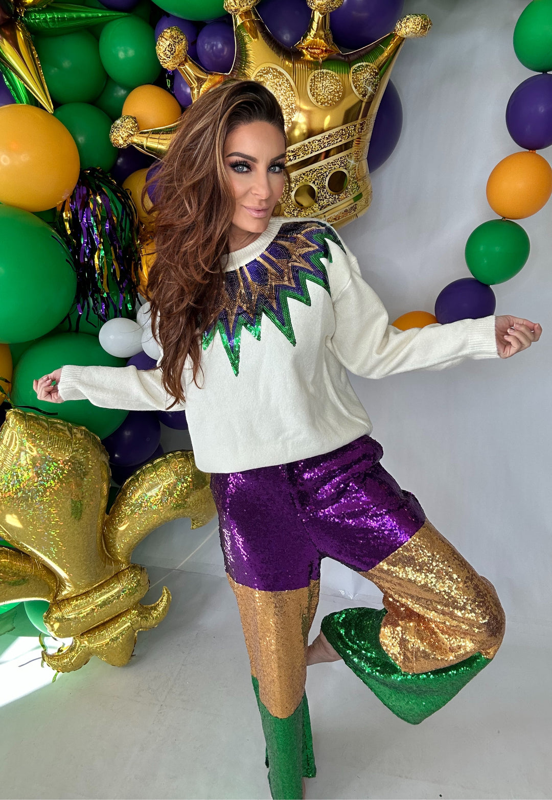 Krewe of Zulu Sequin Pants-Pants-LovLov-Shop with Bloom West Boutique, Women's Fashion Boutique, Located in Houma, Louisiana