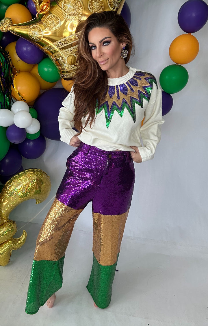 Krewe of Zulu Sequin Pants-Pants-LovLov-Shop with Bloom West Boutique, Women's Fashion Boutique, Located in Houma, Louisiana