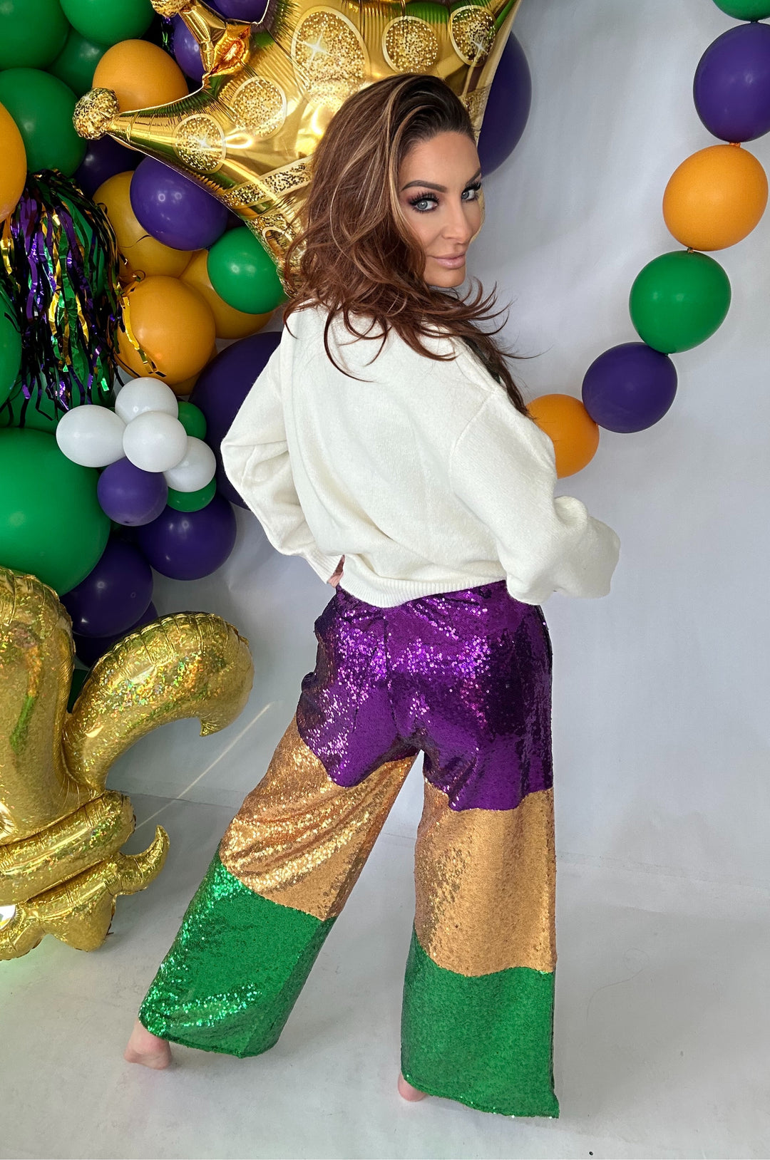 Krewe of Zulu Sequin Pants-Pants-LovLov-Shop with Bloom West Boutique, Women's Fashion Boutique, Located in Houma, Louisiana
