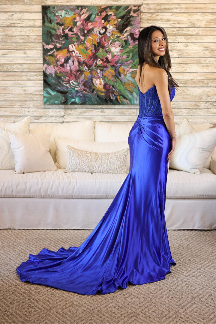 Bailey Embellished Corset Satin Gown-Formal Gowns-Ruby Prom-Shop with Bloom West Boutique, Women's Fashion Boutique, Located in Houma, Louisiana