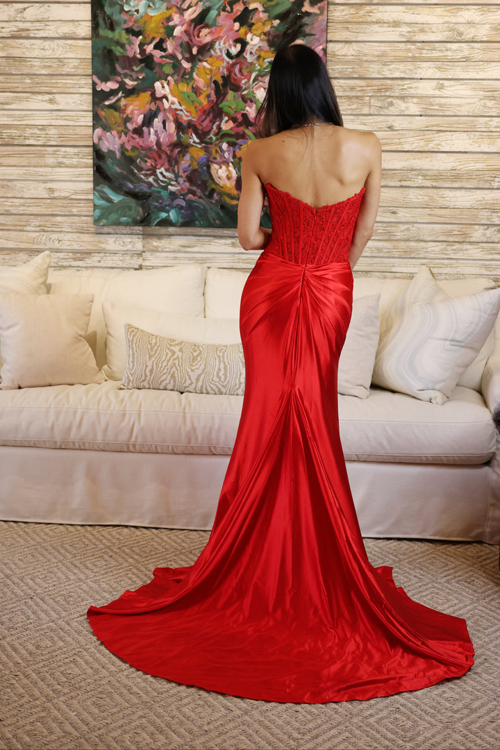 Bailey Embellished Corset Satin Gown-Formal Gowns-Ruby Prom-Shop with Bloom West Boutique, Women's Fashion Boutique, Located in Houma, Louisiana