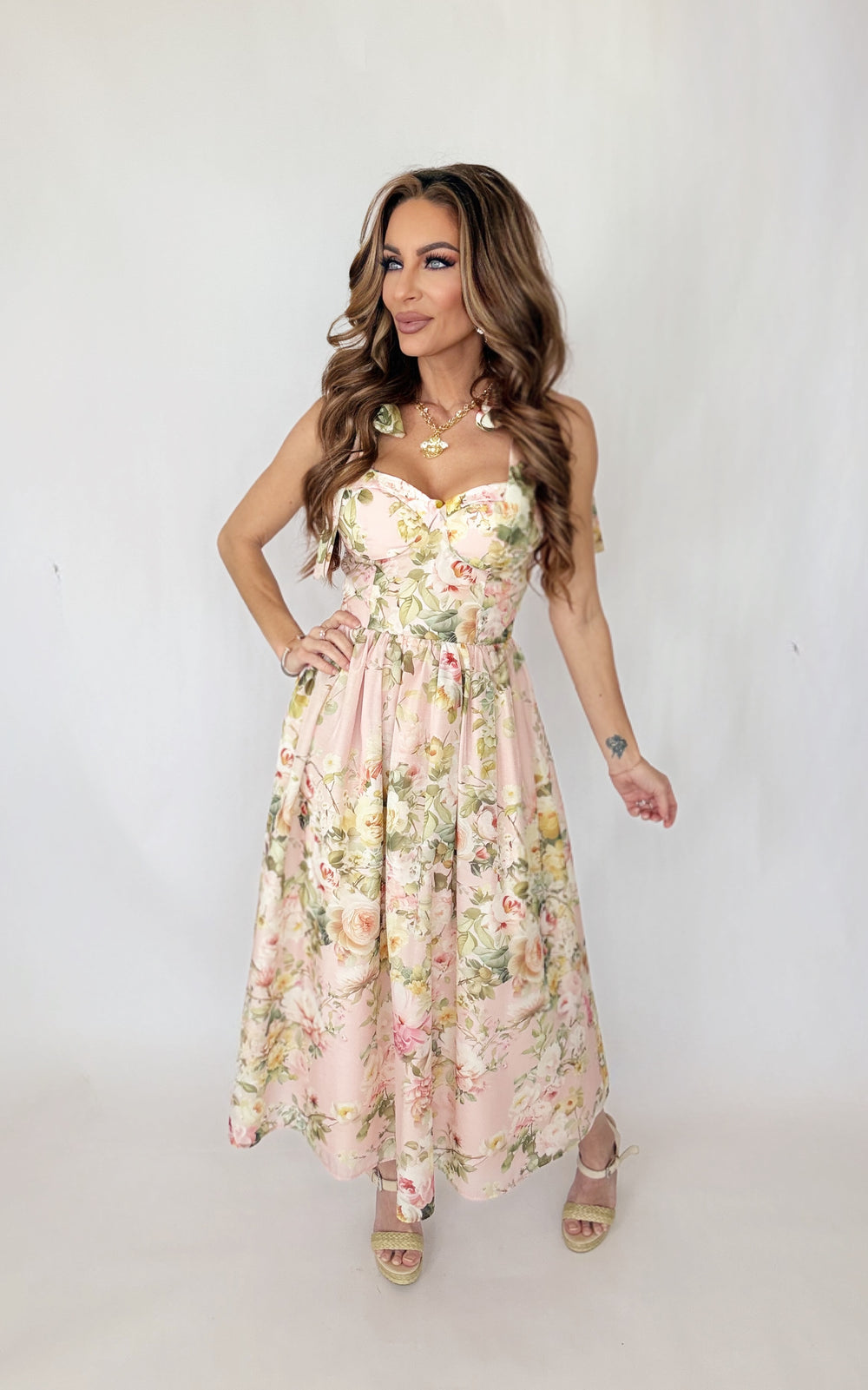 Rosy Reverie Dress-Dress-Endless Blu-Shop with Bloom West Boutique, Women's Fashion Boutique, Located in Houma, Louisiana