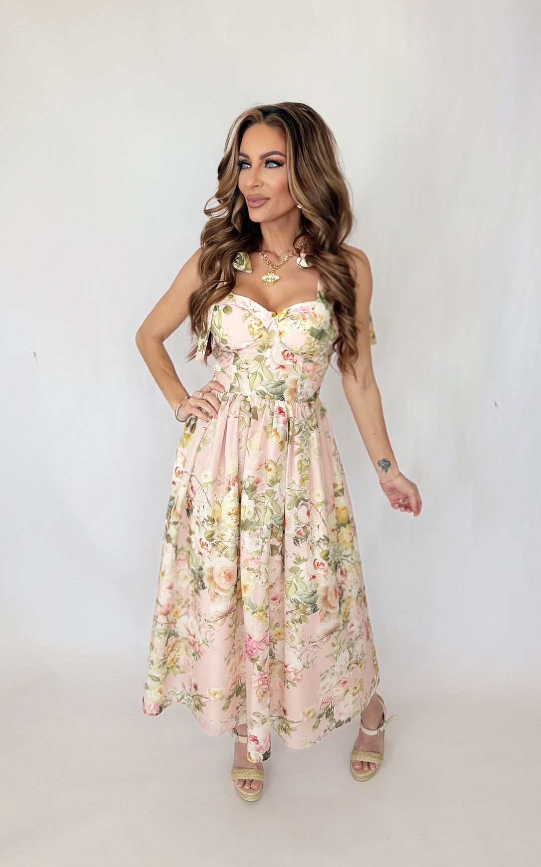 Rosy Reverie Dress-Dress-Endless Blu-Shop with Bloom West Boutique, Women's Fashion Boutique, Located in Houma, Louisiana