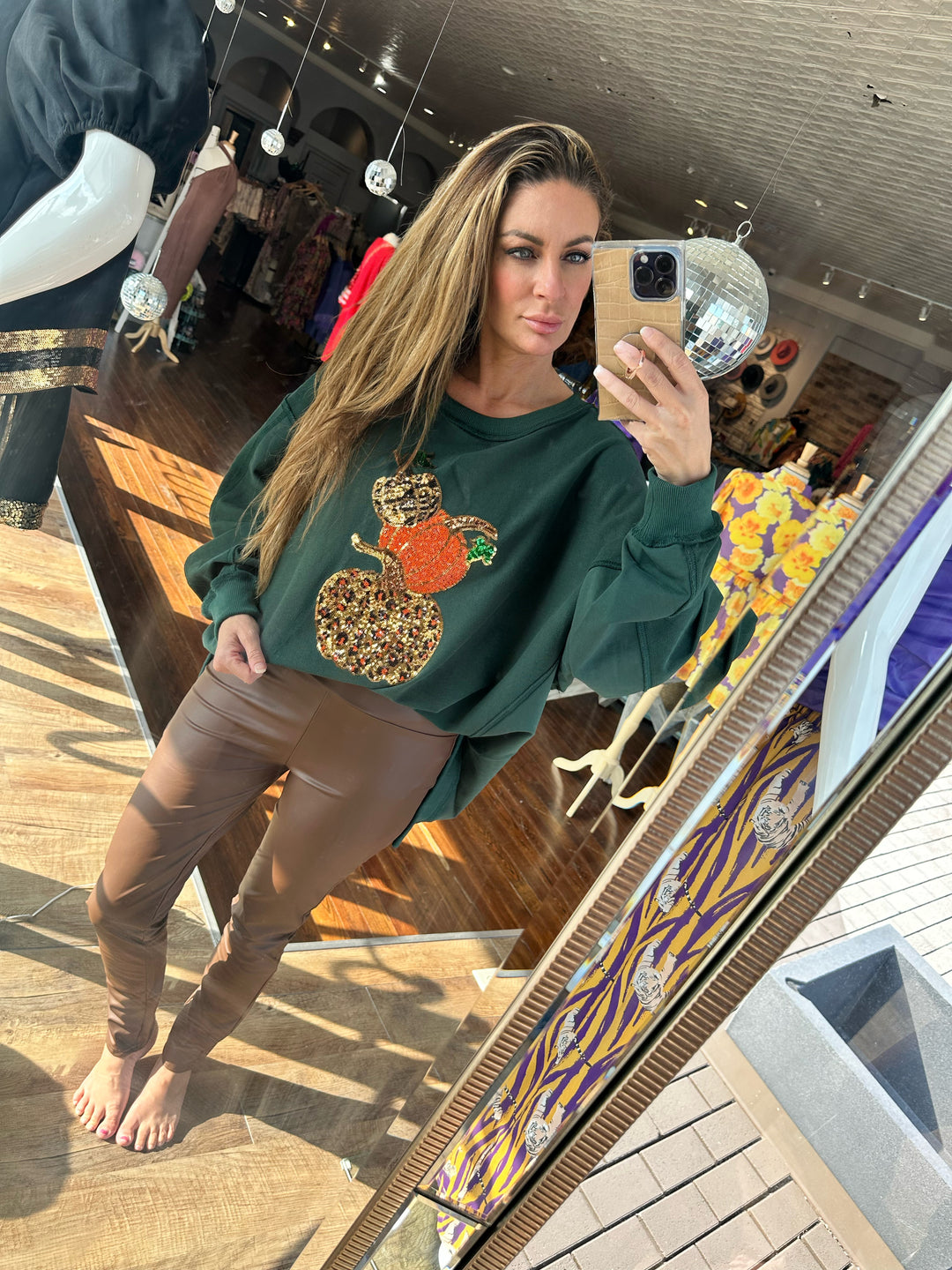 Pumpkin Patch Sequin Sweatshirt-Graphic Sweaters-Bloom West Boutique-Shop with Bloom West Boutique, Women's Fashion Boutique, Located in Houma, Louisiana