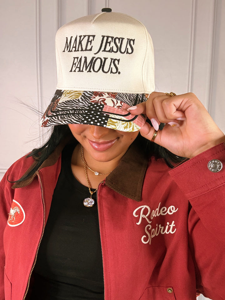 Make Jesus Famous Patchwork Hat-Accessories-Poppy &amp; Pine-Shop with Bloom West Boutique, Women&