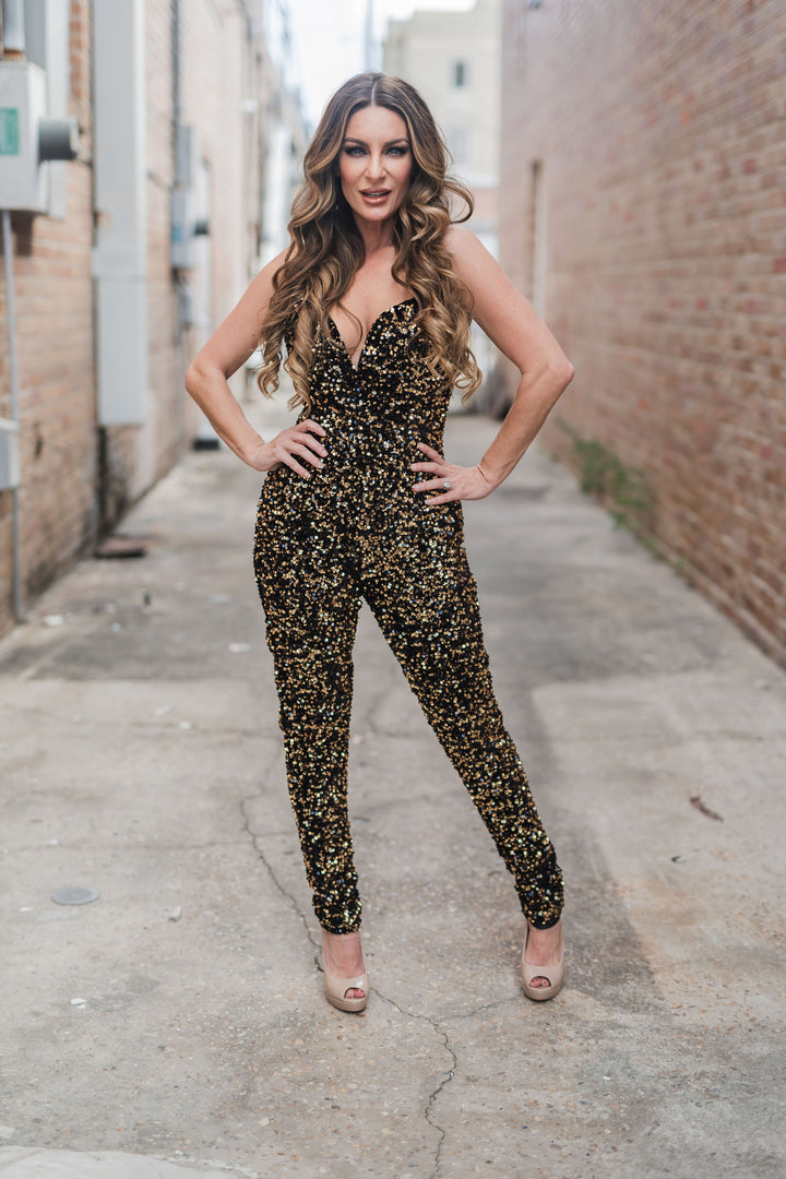 Jaylene Sequin Catsuit-Jumpsuits-Cefian-Shop with Bloom West Boutique, Women's Fashion Boutique, Located in Houma, Louisiana
