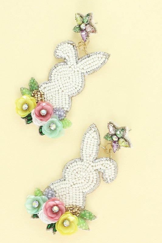 Easter Bunny and Flower Earrings-Jewelry-Something special-Shop with Bloom West Boutique, Women's Fashion Boutique, Located in Houma, Louisiana