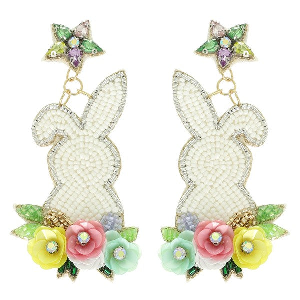 Easter Bunny and Flower Earrings-Jewelry-Something special-Shop with Bloom West Boutique, Women's Fashion Boutique, Located in Houma, Louisiana