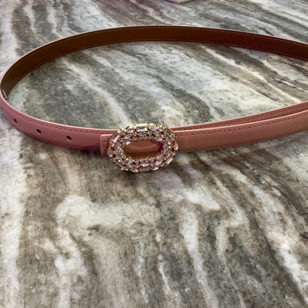Bejeweled Leather Belt- Blush-Belts-Accessory Concierge-Shop with Bloom West Boutique, Women's Fashion Boutique, Located in Houma, Louisiana