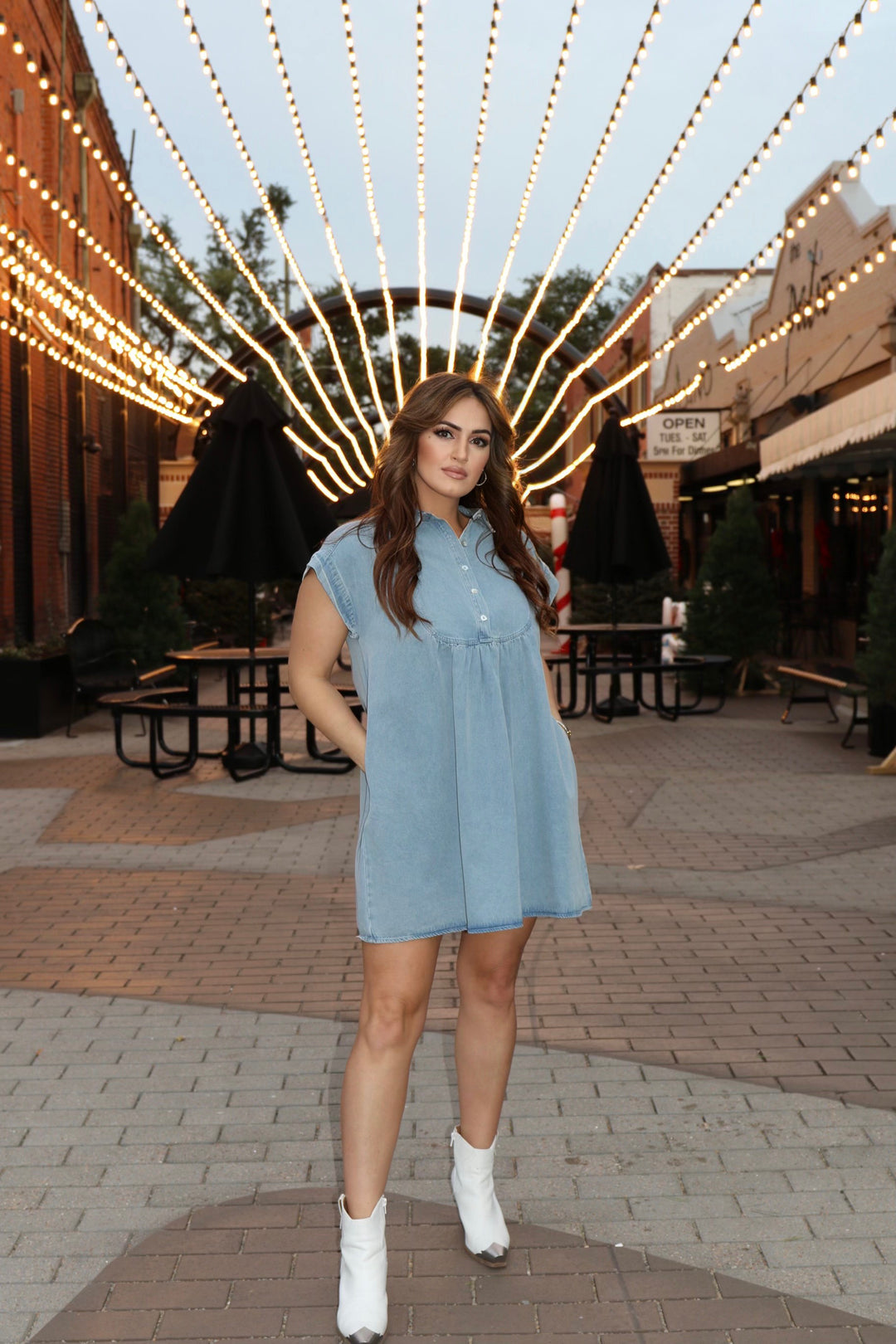 Dylan Denim Babydoll Dress-Dresses-Entro-Shop with Bloom West Boutique, Women's Fashion Boutique, Located in Houma, Louisiana