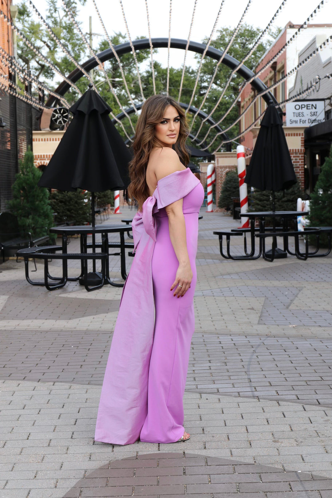 Dalphine Two Tone Off Shoulder Maxi Dress With Ribbon-Formal Gowns-symphony-Shop with Bloom West Boutique, Women's Fashion Boutique, Located in Houma, Louisiana