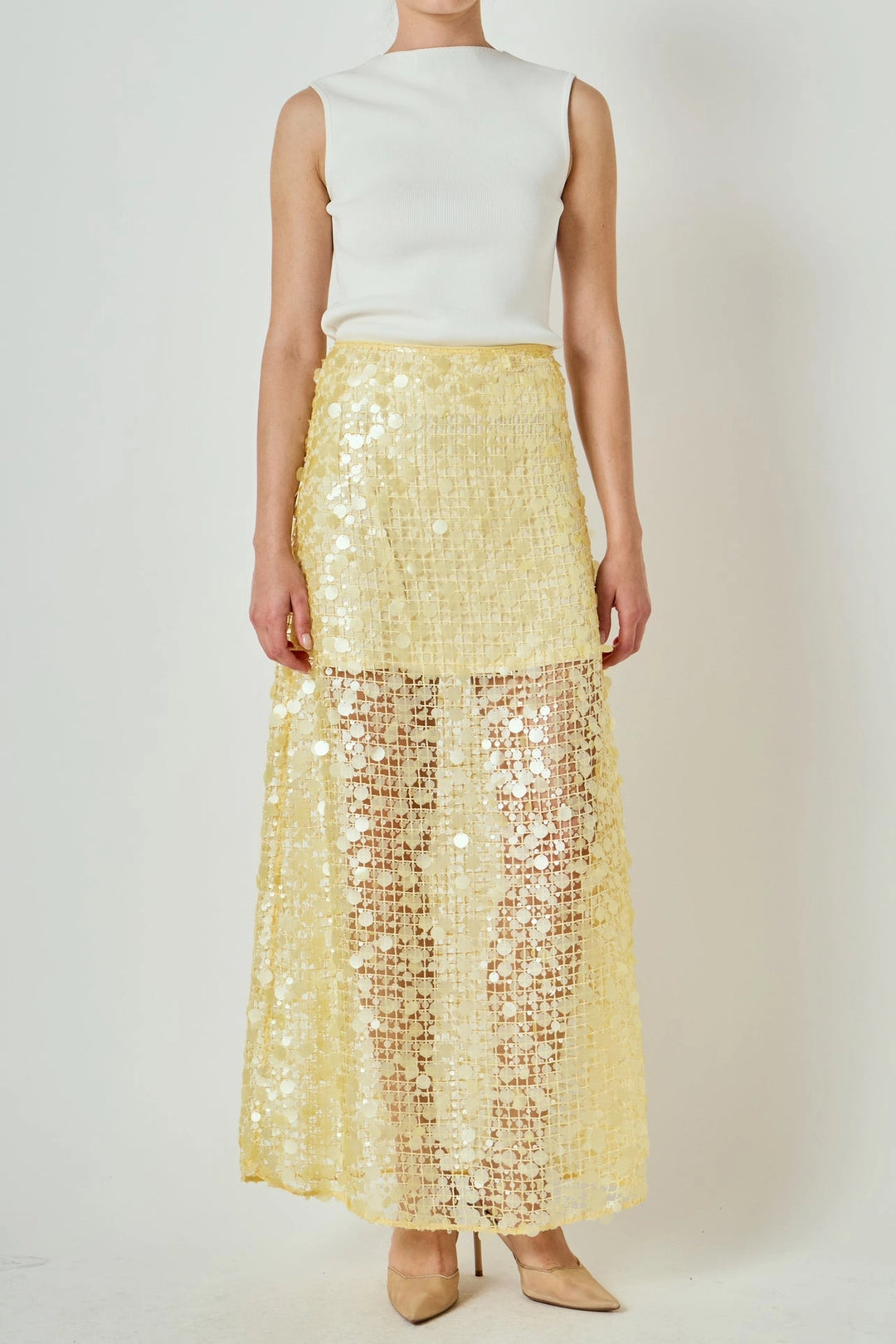 Golden Mirage Sequin Mesh Maxi Skirt-Maxi Dresses-2.7 August Apparel-Shop with Bloom West Boutique, Women's Fashion Boutique, Located in Houma, Louisiana