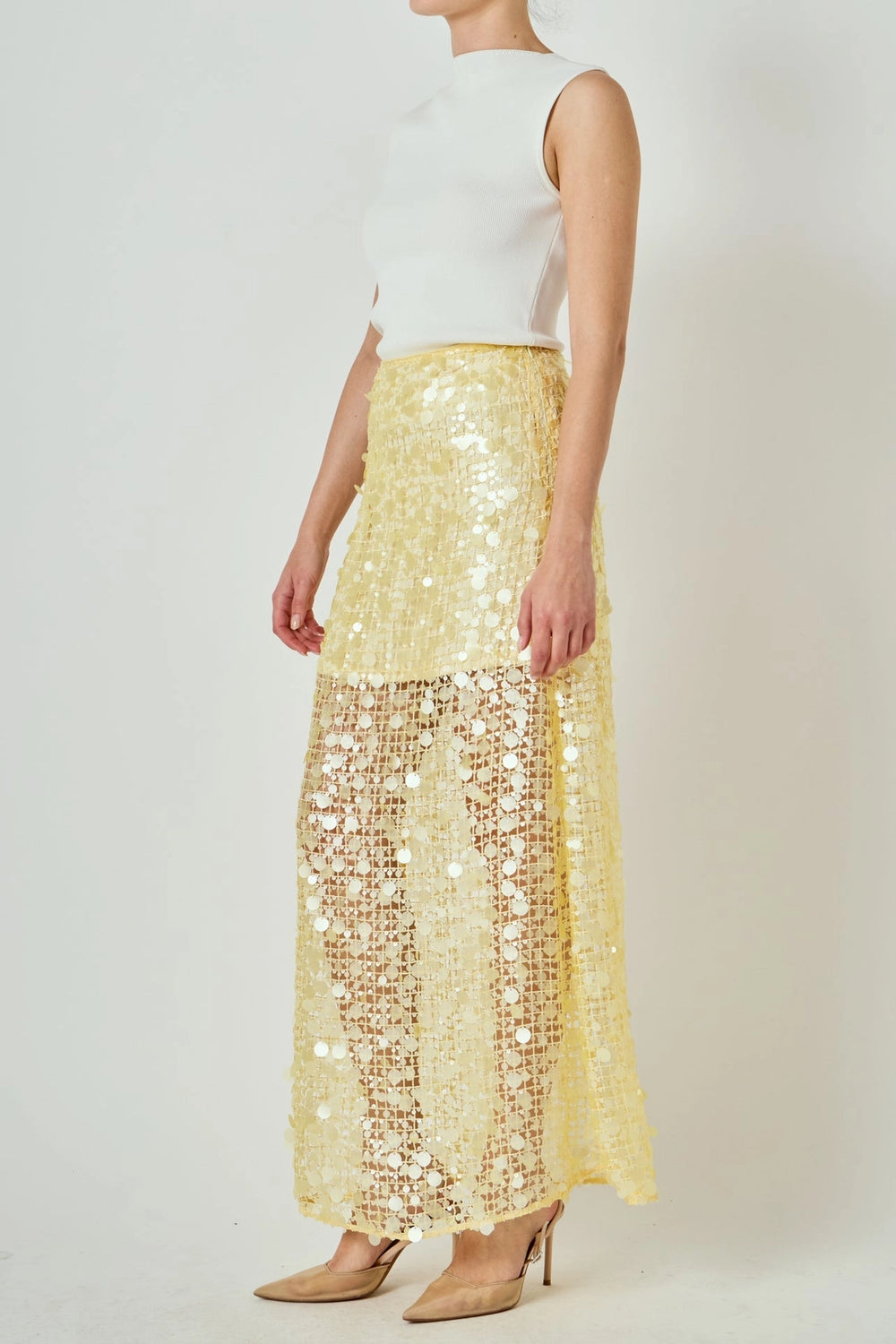 Golden Mirage Sequin Mesh Maxi Skirt-Maxi Dresses-2.7 August Apparel-Shop with Bloom West Boutique, Women's Fashion Boutique, Located in Houma, Louisiana