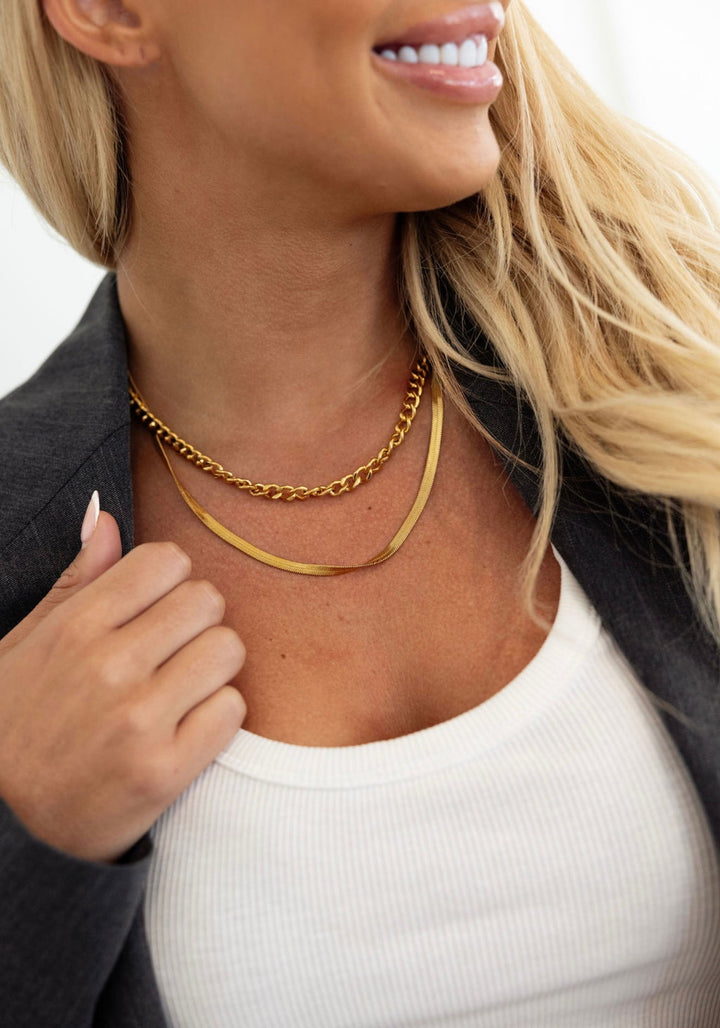 CHAIN + HERRINGBONE NECKLACE-Necklace-Chansuttpearls-Shop with Bloom West Boutique, Women&
