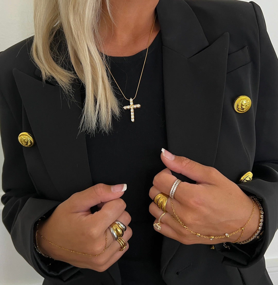 XL DIAMOND CROSS NECKLACE-Chansuttpearls-Shop with Bloom West Boutique, Women&