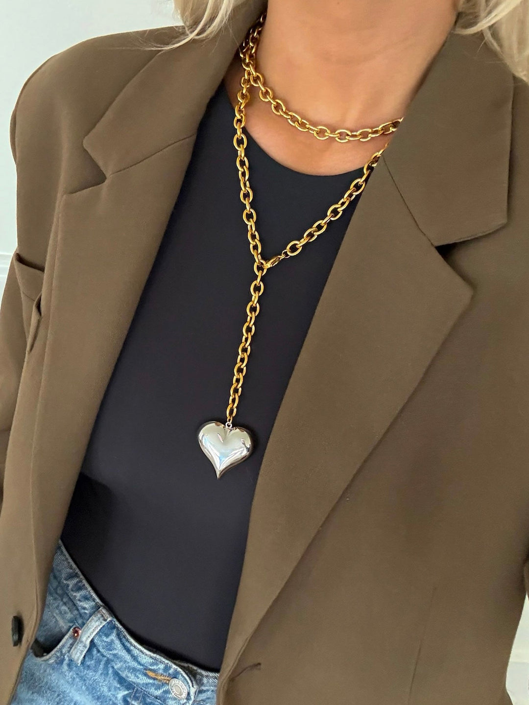 TWO TONED HEART NECKLACE-Chansuttpearls-Shop with Bloom West Boutique, Women&