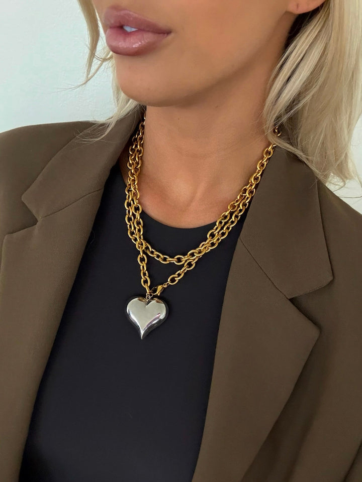 TWO TONED HEART NECKLACE-Chansuttpearls-Shop with Bloom West Boutique, Women&