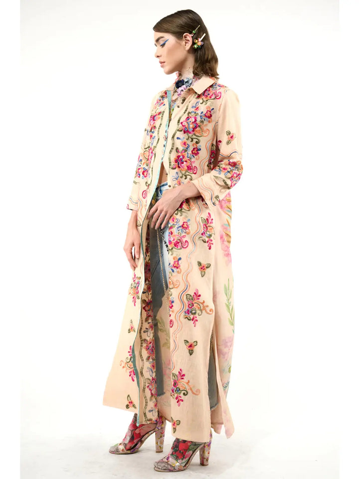 Beauty Mark Embroidered Maxi Duster/Shirt Dress-Dress-Aratta-Shop with Bloom West Boutique, Women's Fashion Boutique, Located in Houma, Louisiana