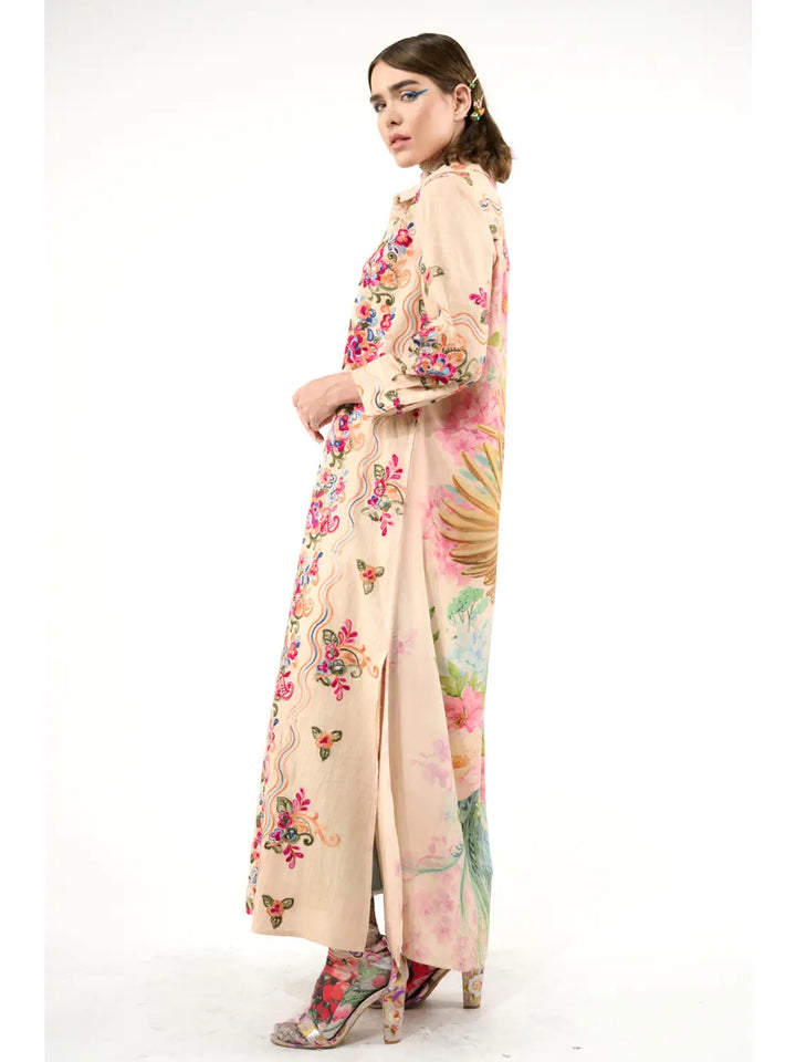 Beauty Mark Embroidered Maxi Duster/Shirt Dress-Dress-Aratta-Shop with Bloom West Boutique, Women's Fashion Boutique, Located in Houma, Louisiana