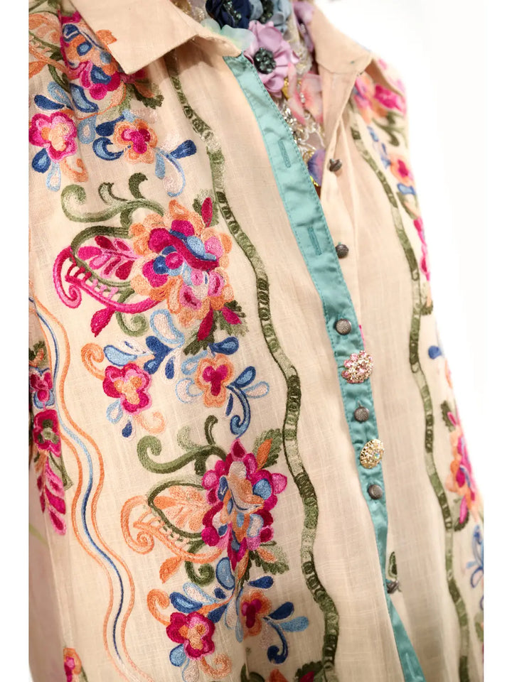 Beauty Mark Embroidered Maxi Duster/Shirt Dress-Dress-Aratta-Shop with Bloom West Boutique, Women's Fashion Boutique, Located in Houma, Louisiana