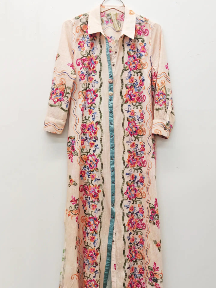 Beauty Mark Embroidered Maxi Duster/Shirt Dress-Dress-Aratta-Shop with Bloom West Boutique, Women's Fashion Boutique, Located in Houma, Louisiana