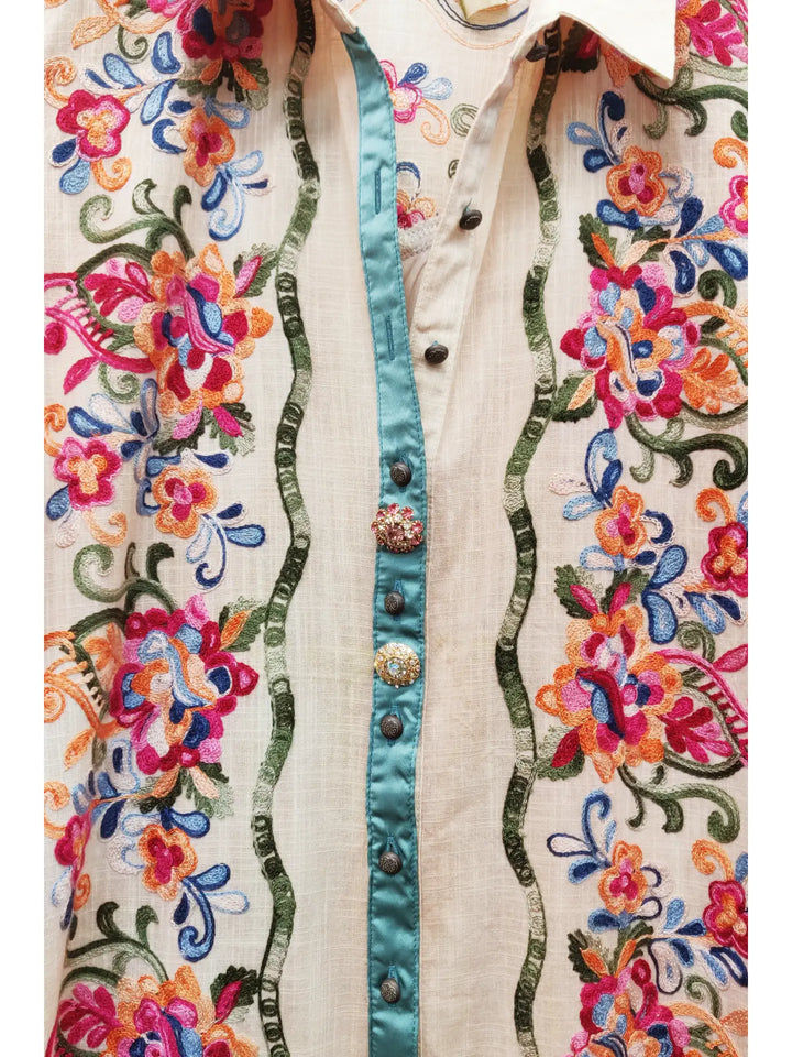 Beauty Mark Embroidered Maxi Duster/Shirt Dress-Dress-Aratta-Shop with Bloom West Boutique, Women's Fashion Boutique, Located in Houma, Louisiana