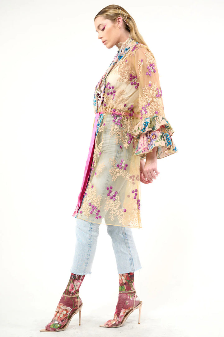 Miss September Embellished Mesh Kimono-Tops-Aratta-Shop with Bloom West Boutique, Women's Fashion Boutique, Located in Houma, Louisiana