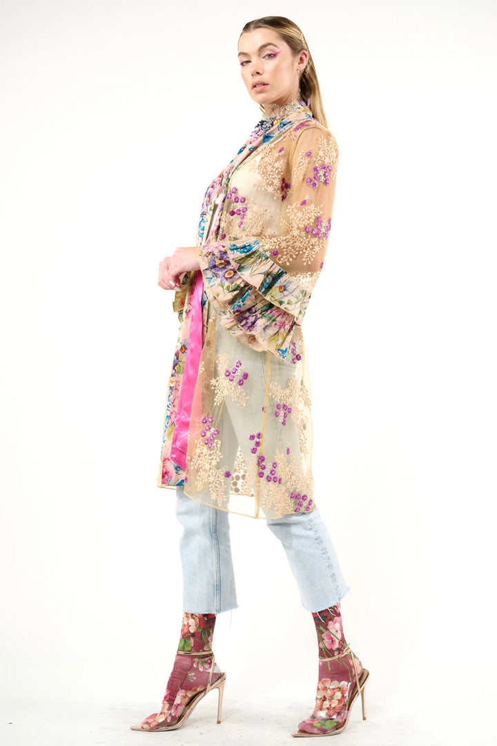 Miss September Embellished Mesh Kimono-Tops-Aratta-Shop with Bloom West Boutique, Women's Fashion Boutique, Located in Houma, Louisiana