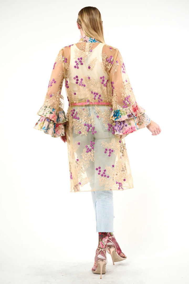 Miss September Embellished Mesh Kimono-Tops-Aratta-Shop with Bloom West Boutique, Women's Fashion Boutique, Located in Houma, Louisiana