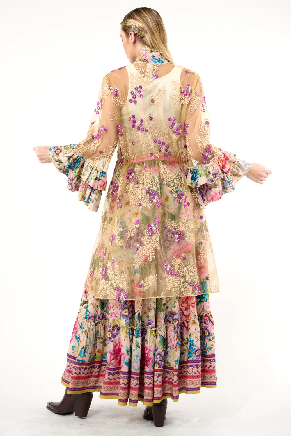Miss September Embellished Mesh Kimono-Tops-Aratta-Shop with Bloom West Boutique, Women's Fashion Boutique, Located in Houma, Louisiana