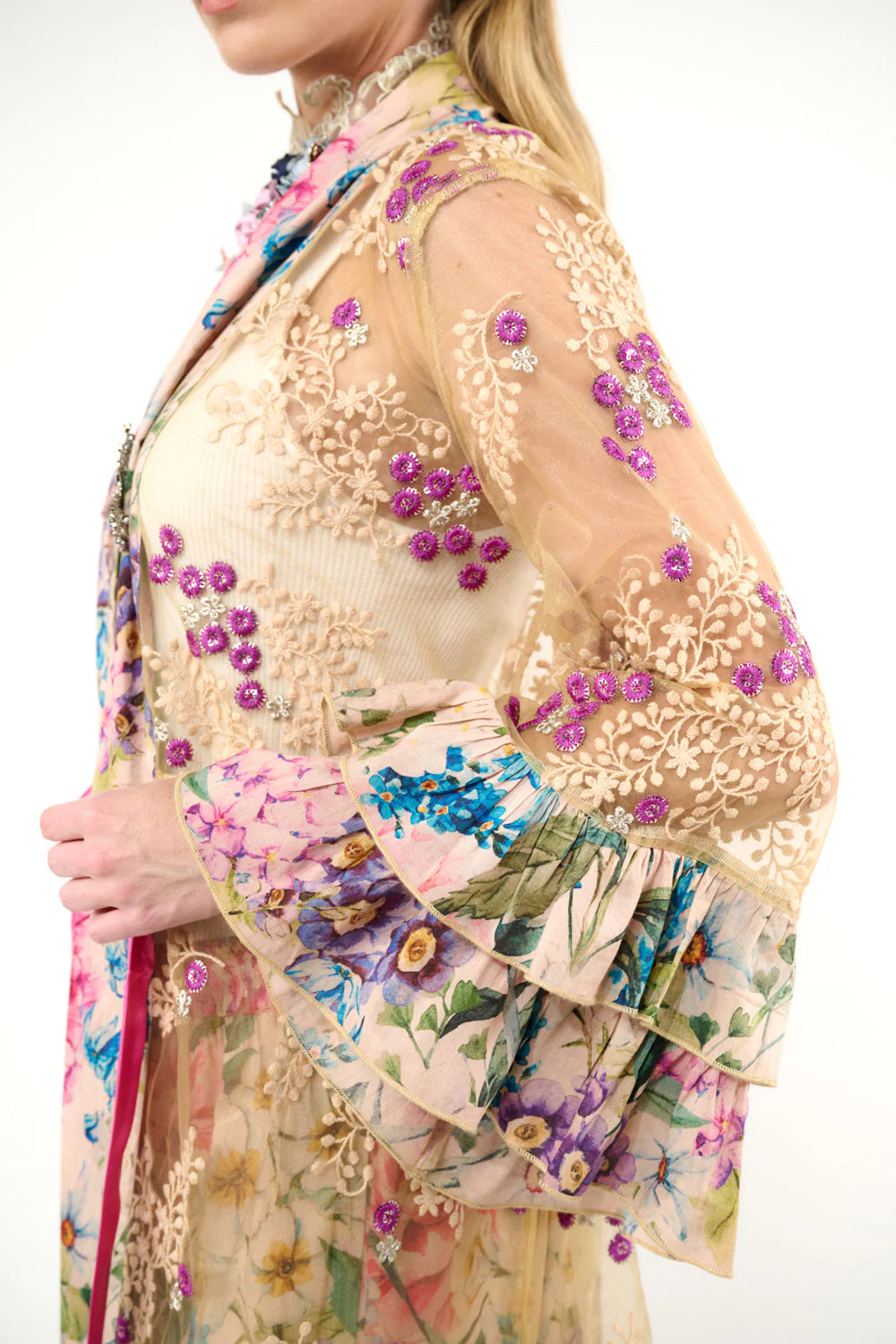 Miss September Embellished Mesh Kimono-Tops-Aratta-Shop with Bloom West Boutique, Women's Fashion Boutique, Located in Houma, Louisiana