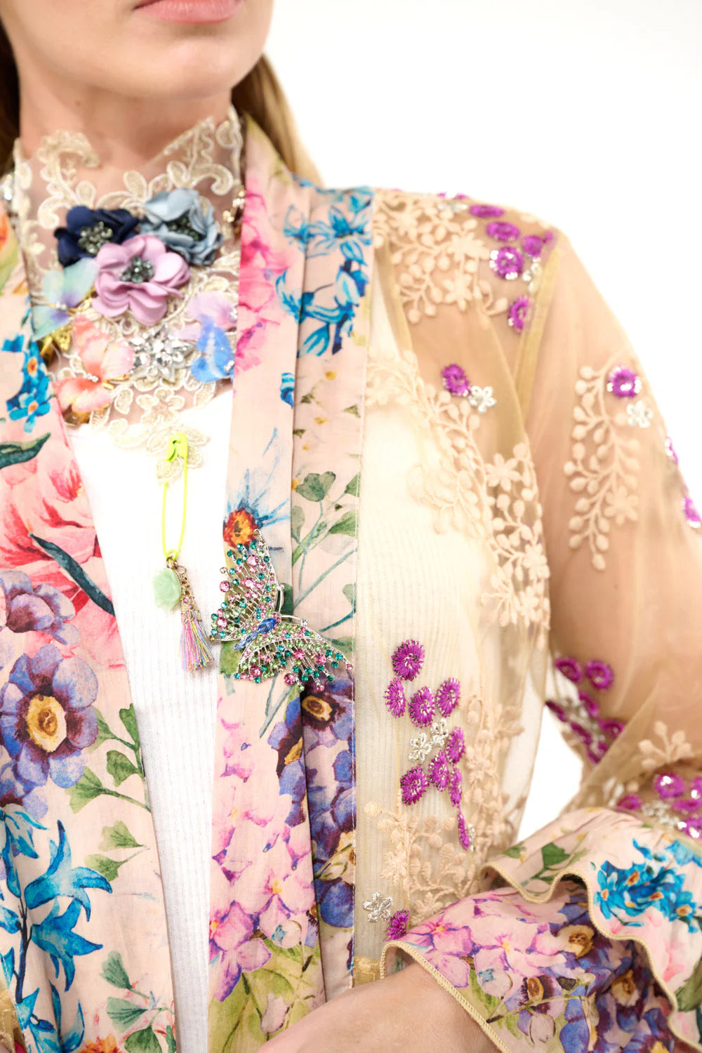 Miss September Embellished Mesh Kimono-Tops-Aratta-Shop with Bloom West Boutique, Women's Fashion Boutique, Located in Houma, Louisiana