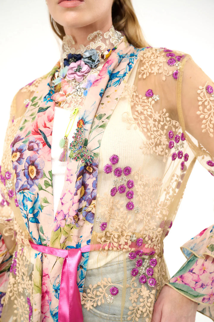 Miss September Embellished Mesh Kimono-Tops-Aratta-Shop with Bloom West Boutique, Women's Fashion Boutique, Located in Houma, Louisiana