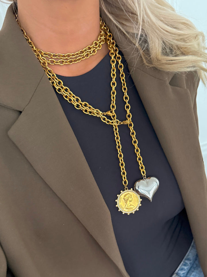 TWO TONED HEART NECKLACE-Chansuttpearls-Shop with Bloom West Boutique, Women&