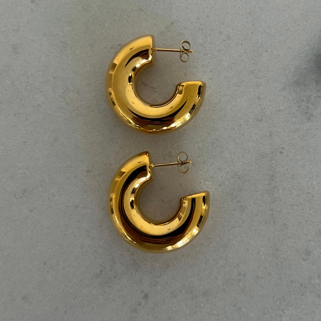 CHUNKY GOLD SMOOTH HOOPS-Earring-Chansuttpearls-Shop with Bloom West Boutique, Women&