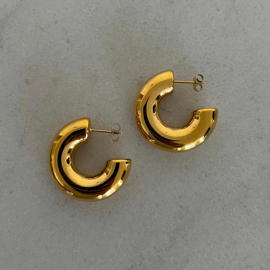 CHUNKY GOLD SMOOTH HOOPS-Earring-Chansuttpearls-Shop with Bloom West Boutique, Women&