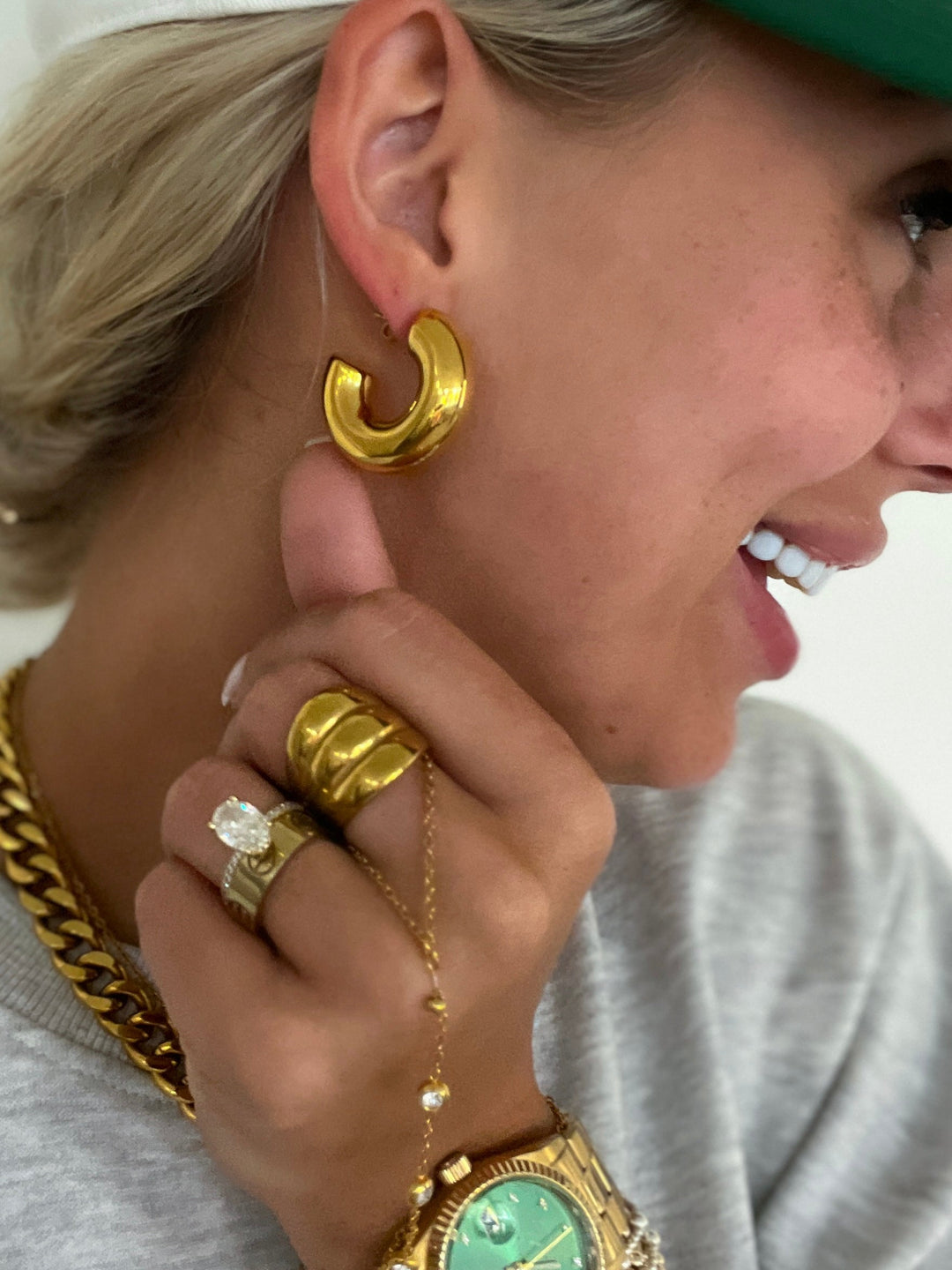 CHUNKY GOLD SMOOTH HOOPS-Earring-Chansuttpearls-Shop with Bloom West Boutique, Women&