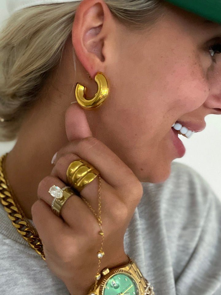CHUNKY GOLD SMOOTH HOOPS-Earring-Chansuttpearls-Shop with Bloom West Boutique, Women&