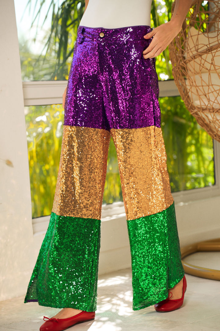 Krewe of Zulu Sequin Pants-Pants-LovLov-Shop with Bloom West Boutique, Women's Fashion Boutique, Located in Houma, Louisiana