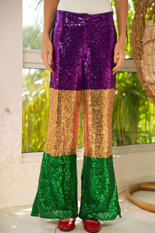 Krewe of Zulu Sequin Pants-Pants-LovLov-Shop with Bloom West Boutique, Women's Fashion Boutique, Located in Houma, Louisiana