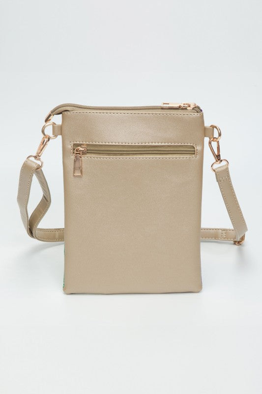 Glittered Vertical Strip Mardi Gras Crossbody Bag